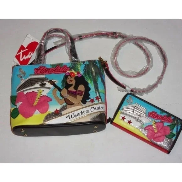 NEW •Braccalini•Wonder Cruise Honolulu Shoulder Bag & Matching Wallet Set - Picture 2 of 8